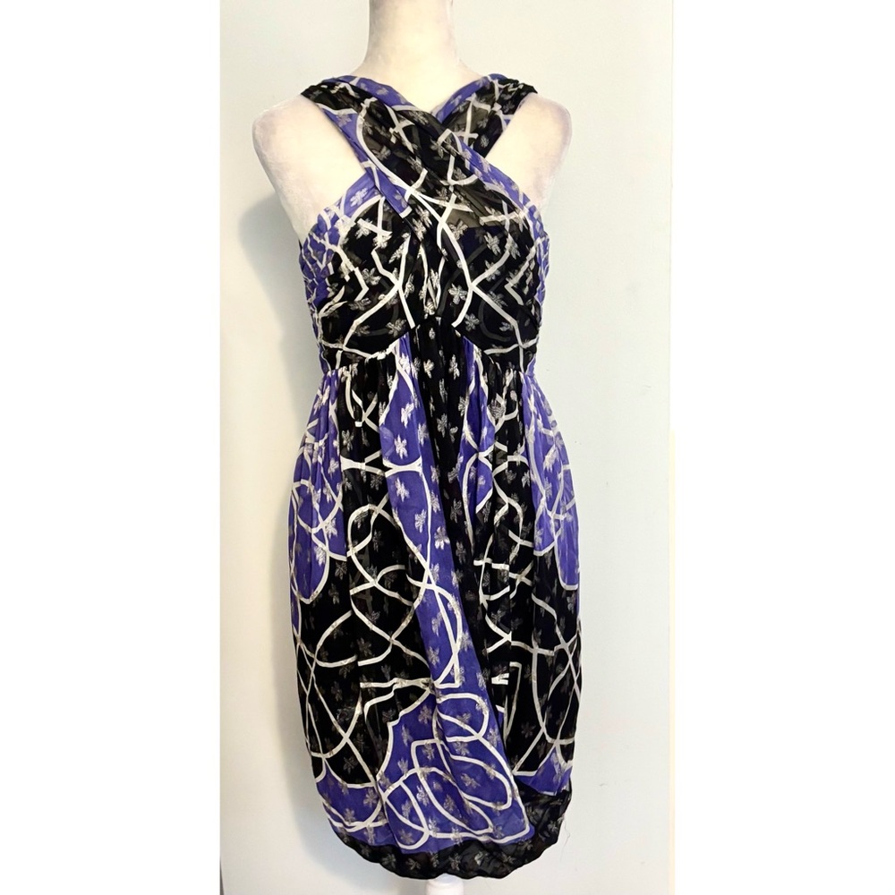 Nicole by Nicole Miller Halter Women’s Dress in Black and Purple Silk-4